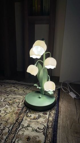 Customer photo review of French Rural Retro Green PC Lily-Valley Flower Plant Table Lighting