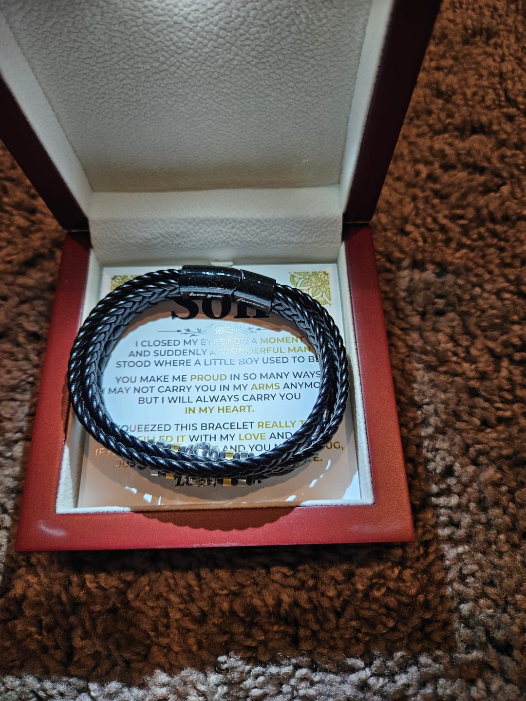 Customer photo review of To My Son | Mom | Braided Bracelet Gift Set - SS521