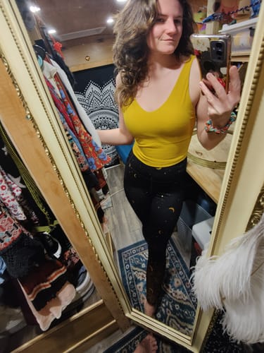 Customer photo review of Crop Tank Sports Bra - Mustard | MT LUXE