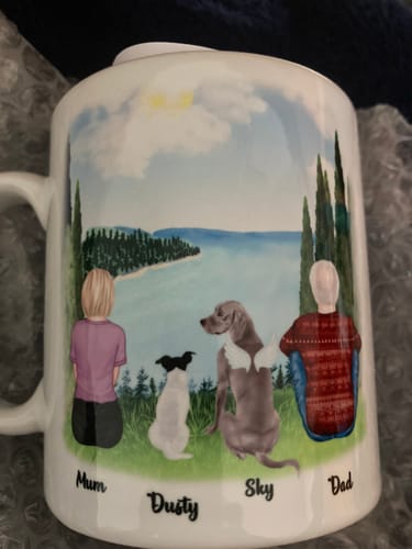 Customer photo review of Couple & Dogs - Life is better with a dog Personalised Mug