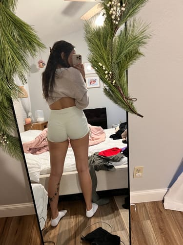 Customer photo review of Ivory V-Waist Scrunch Butt Shorts