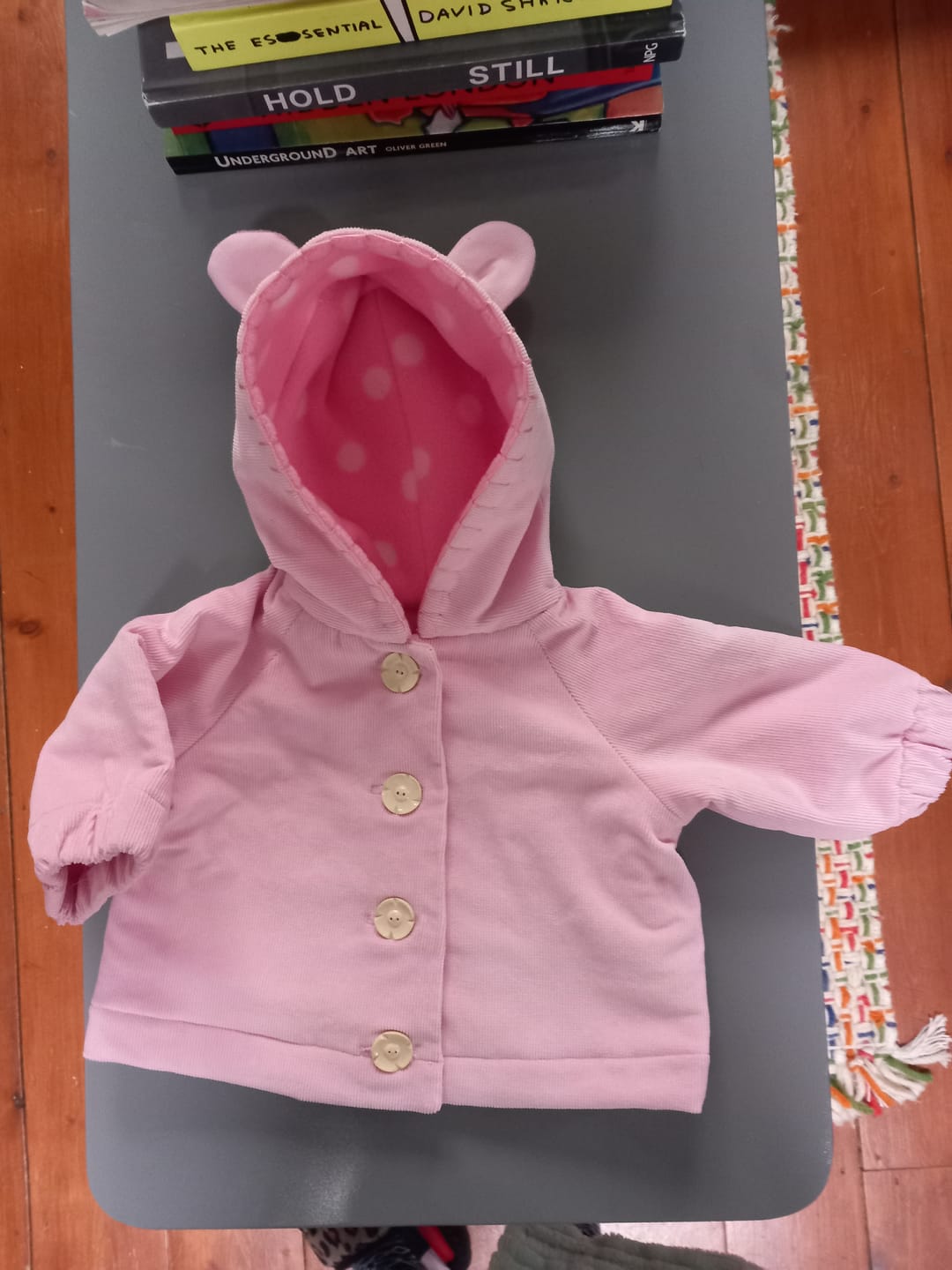 Customer photo review of White Polka Dot Anti Pill Polar Fleece Fabric