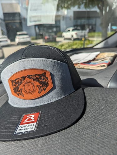 Customer photo review of Flat Bill Seven-Panel Leather Patch Hat - Richardson 168