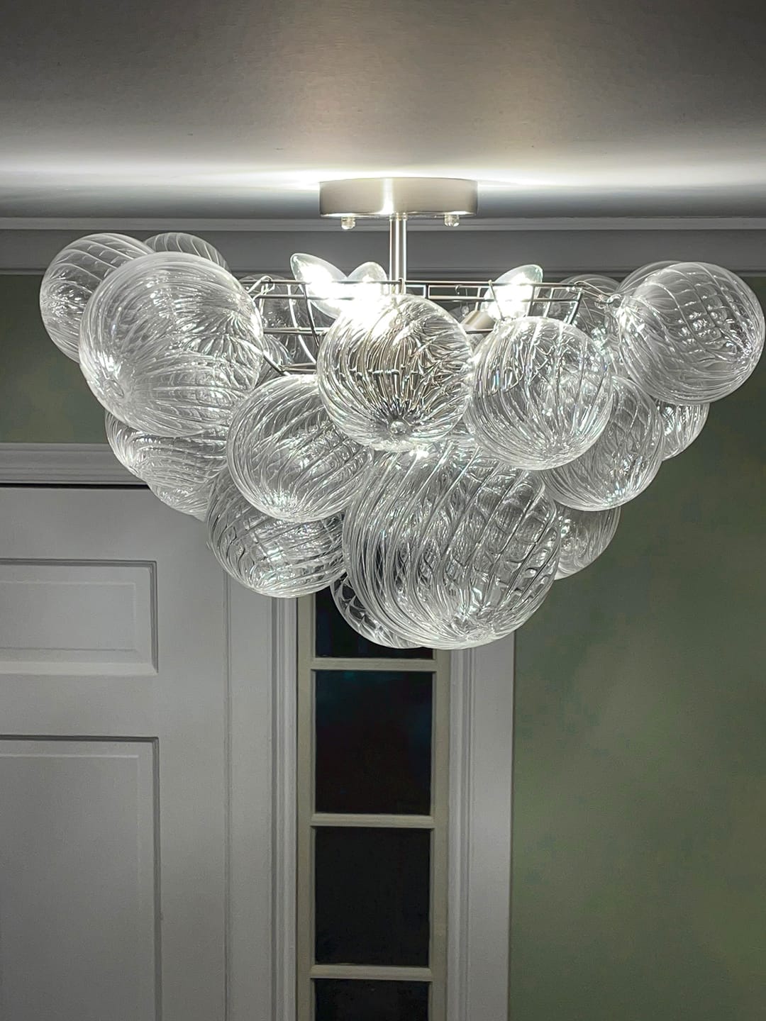 Customer photo review of Modern Swirl Glass Cluster Bubble Semi-Flush Mount