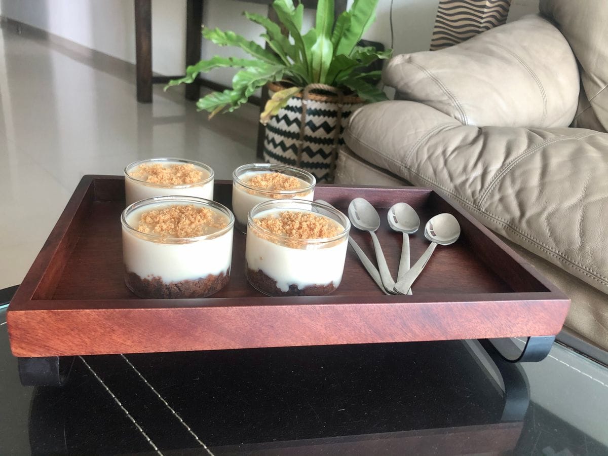 Customer photo review of Serving Tray with Metal Stand from Mahogany Collection (Large)