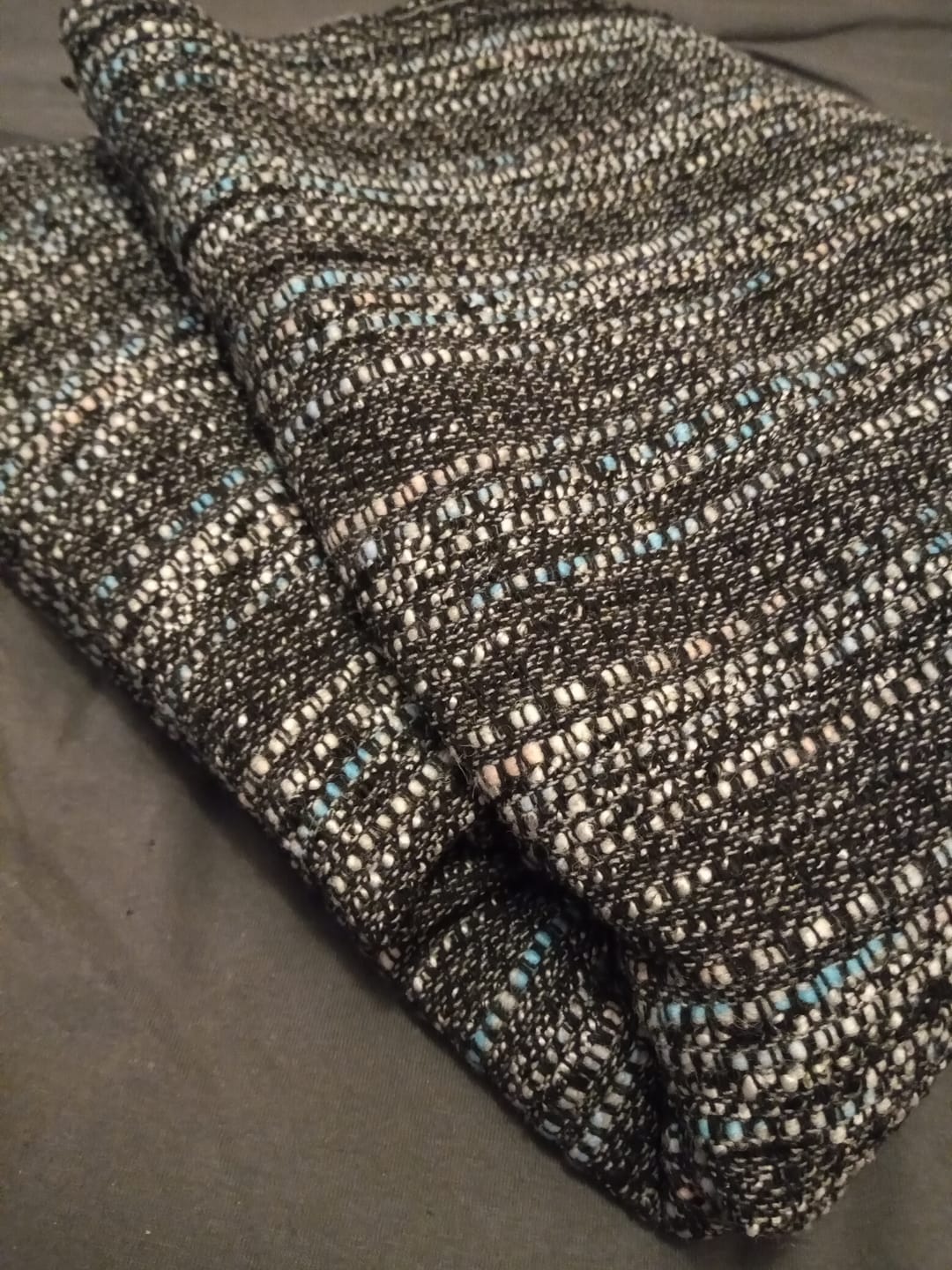 Customer photo review of Blue and Grey Boucle Fabric