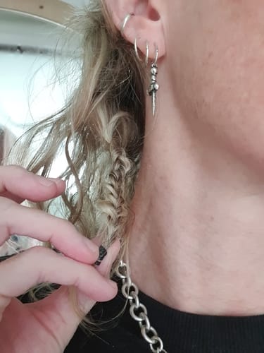 Customer photo review of Knife Fight Earring