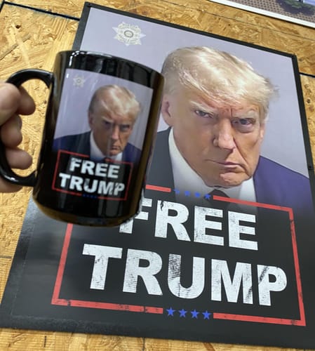 Customer photo review of Free Trump 15oz Coffee Mug