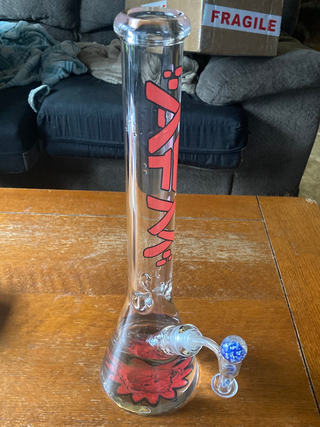 Customer photo review of 18" Flower Monkey Clear 9mm Glass Beaker Bong