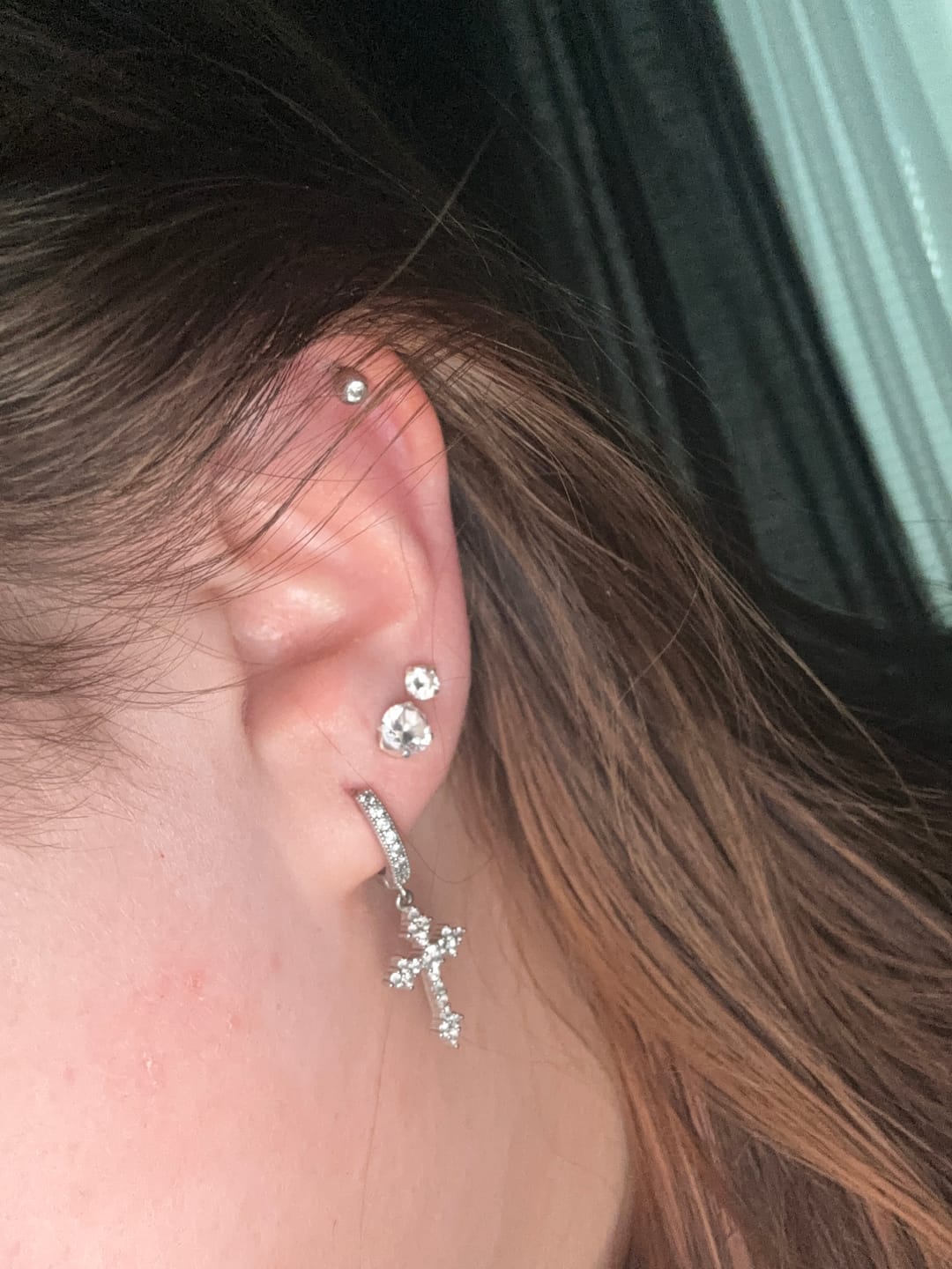 Customer photo review of FAITH EARRINGS. - WHITE GOLD
