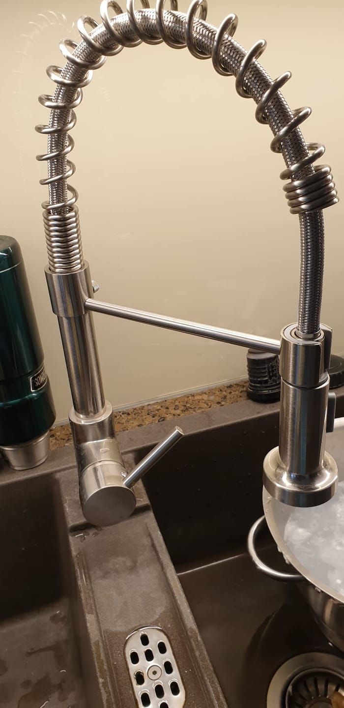 Customer photo review of Halmstad - Single Hole Pre-Rinse Pull-Down Spring Spout Kitchen Faucet