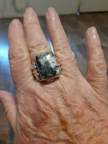 Customer photo review of Navajo Number 8 Turquoise & Sterling Silver Ring Size 9