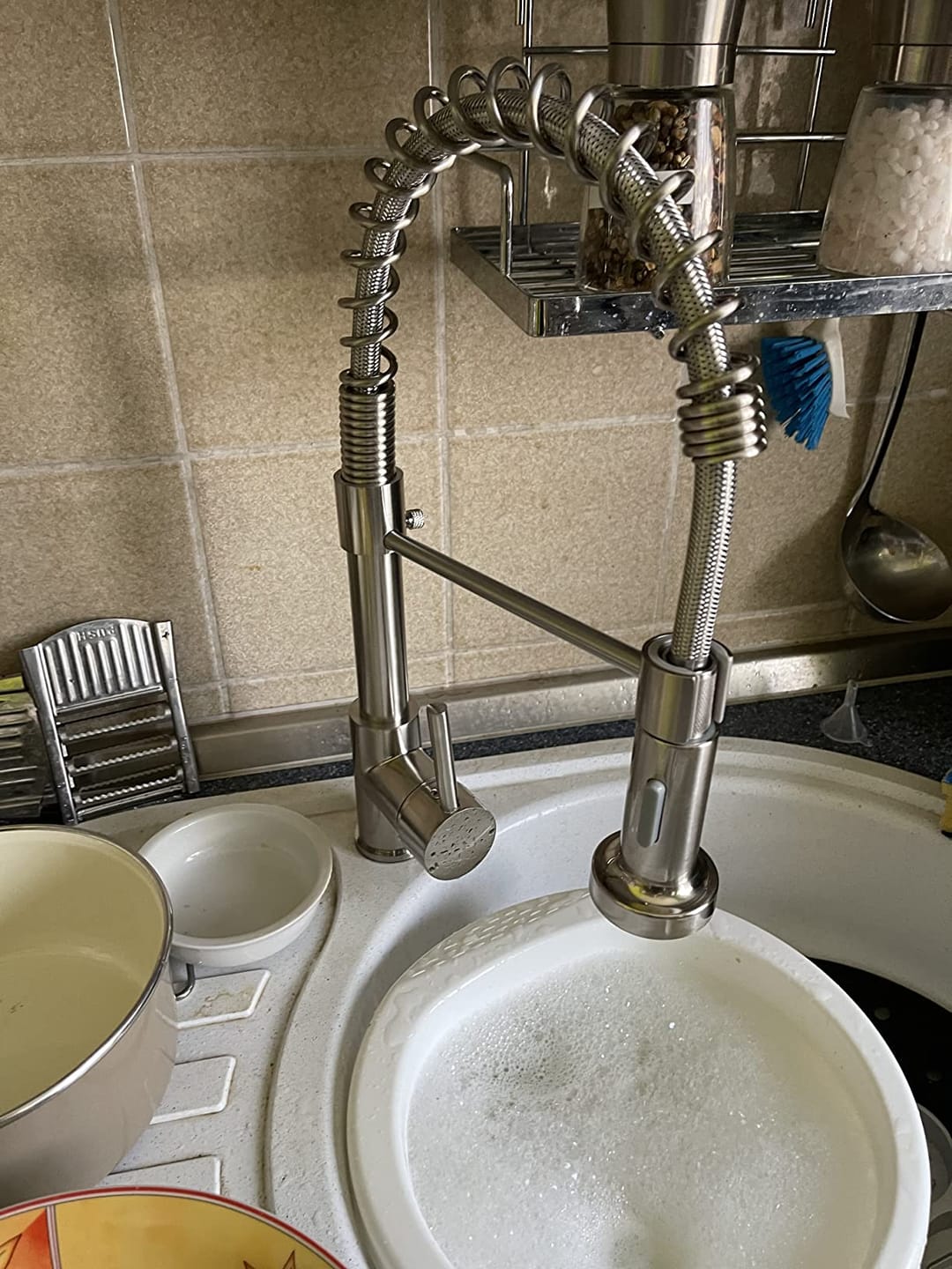 Customer photo review of Halmstad - Single Hole Pre-Rinse Pull-Down Spring Spout Kitchen Faucet