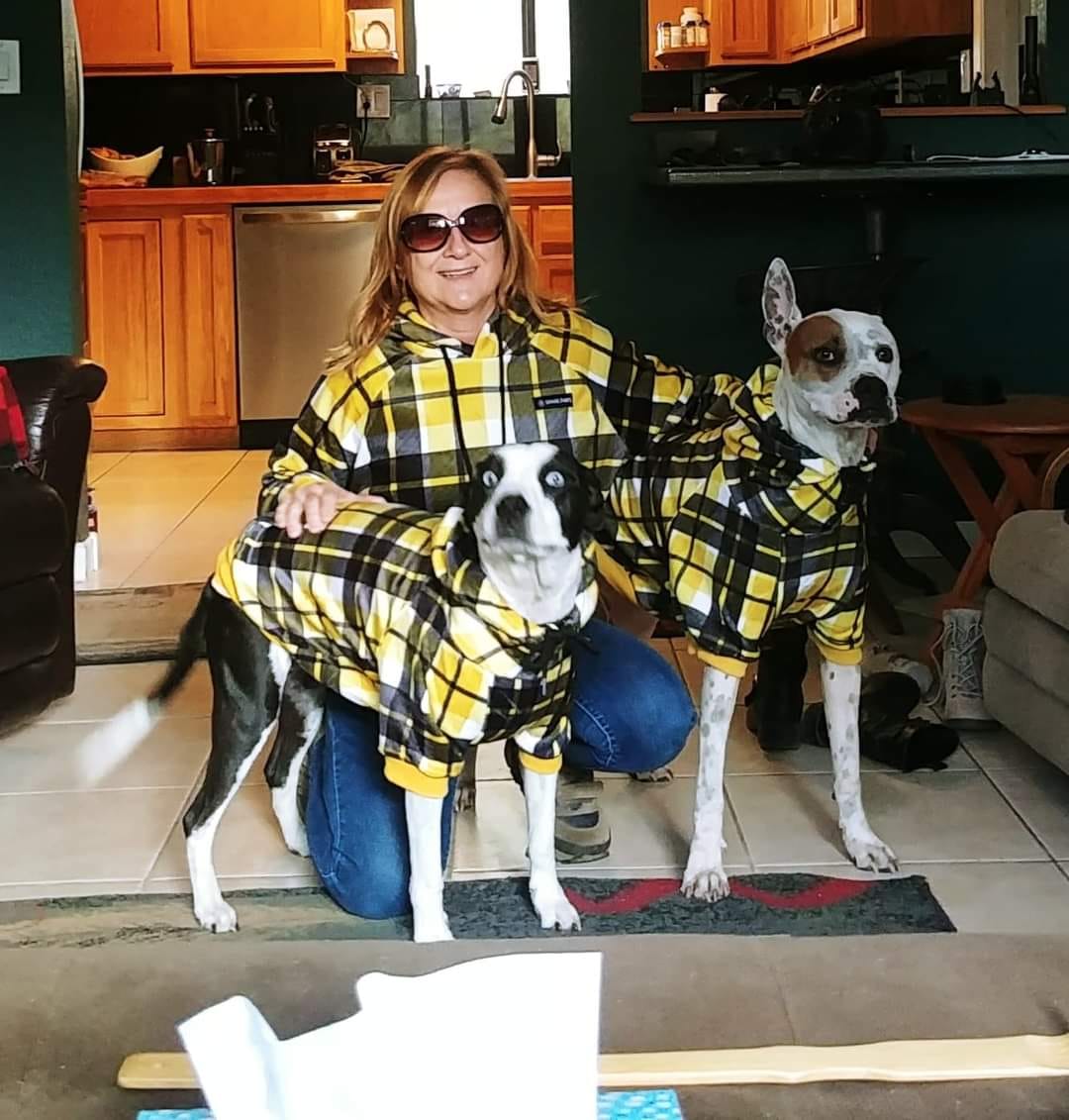 Customer photo review of Yellow Plaid Human Hoodie