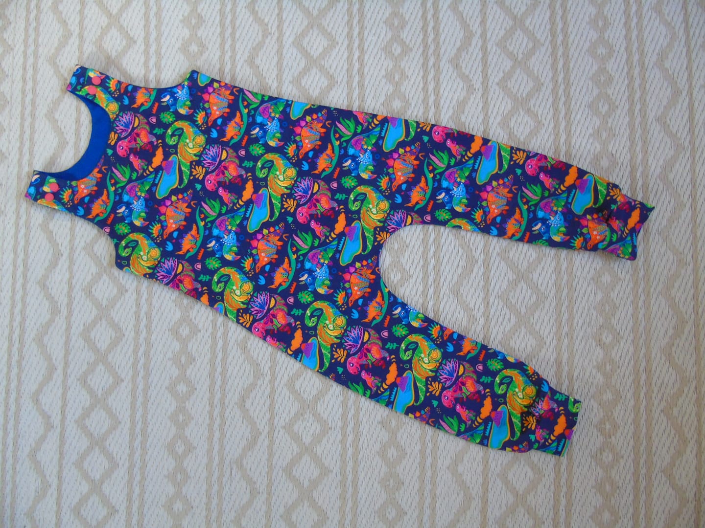 Customer photo review of Multicoloured Dinosaurs on Navy French Terry Fabric