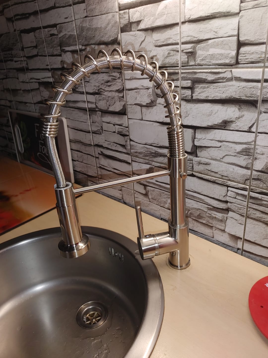Customer photo review of Halmstad - Single Hole Pre-Rinse Pull-Down Spring Spout Kitchen Faucet