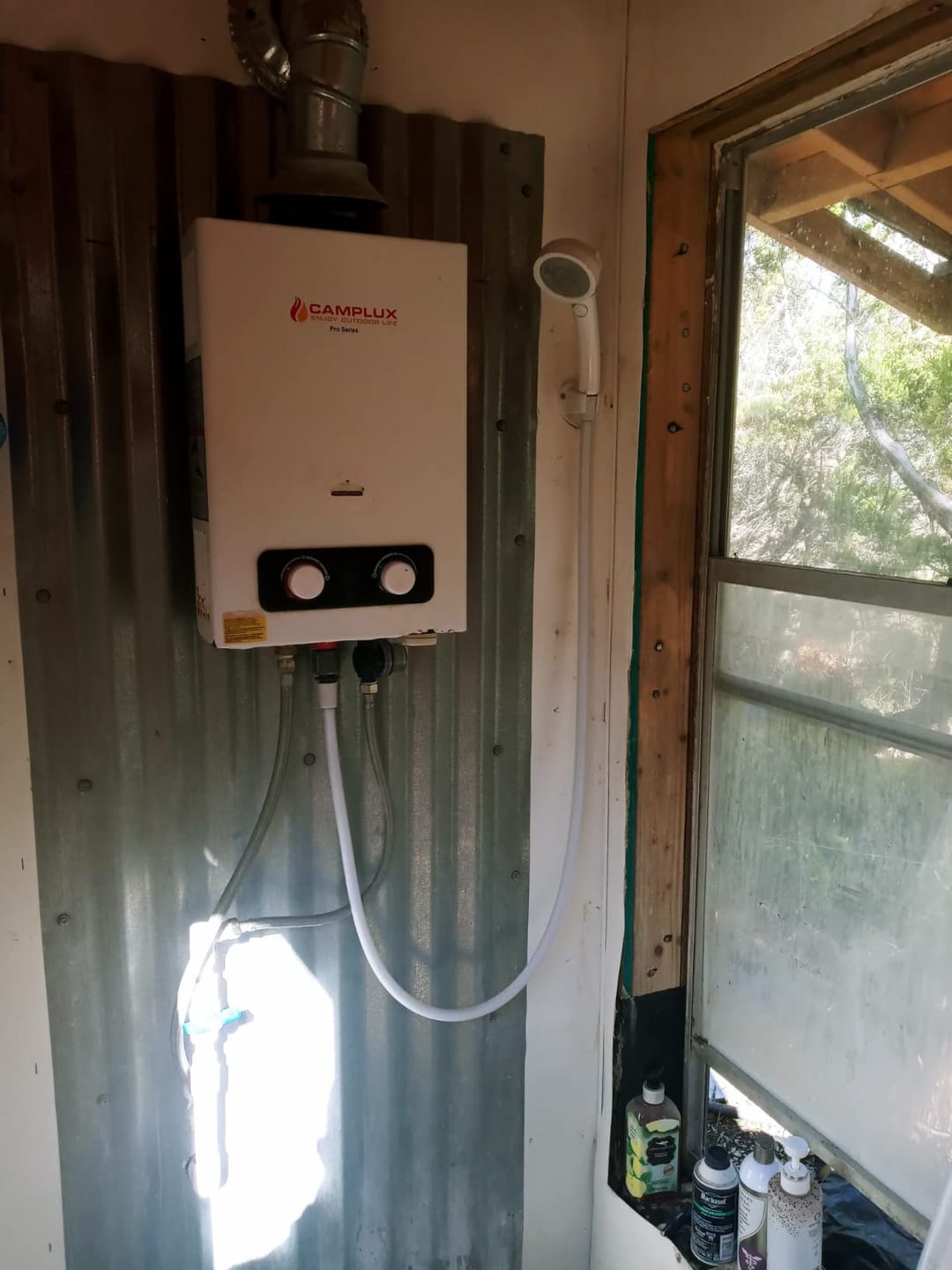 Customer photo review of Camplux 2.64 GPM Tankless Gas Water Heater, Propane Shower Portable
