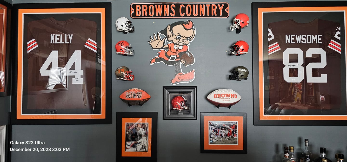 Customer photo review of Cleveland Browns Vintage "1960's Running Brownie" 3D Metal Wall Art