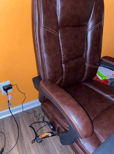 Customer photo review of Ergonomic Adjustable Height Massage and Heated Executive Office Chair Brown