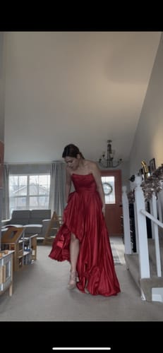 Customer photo review of Strapless Rouched Gown