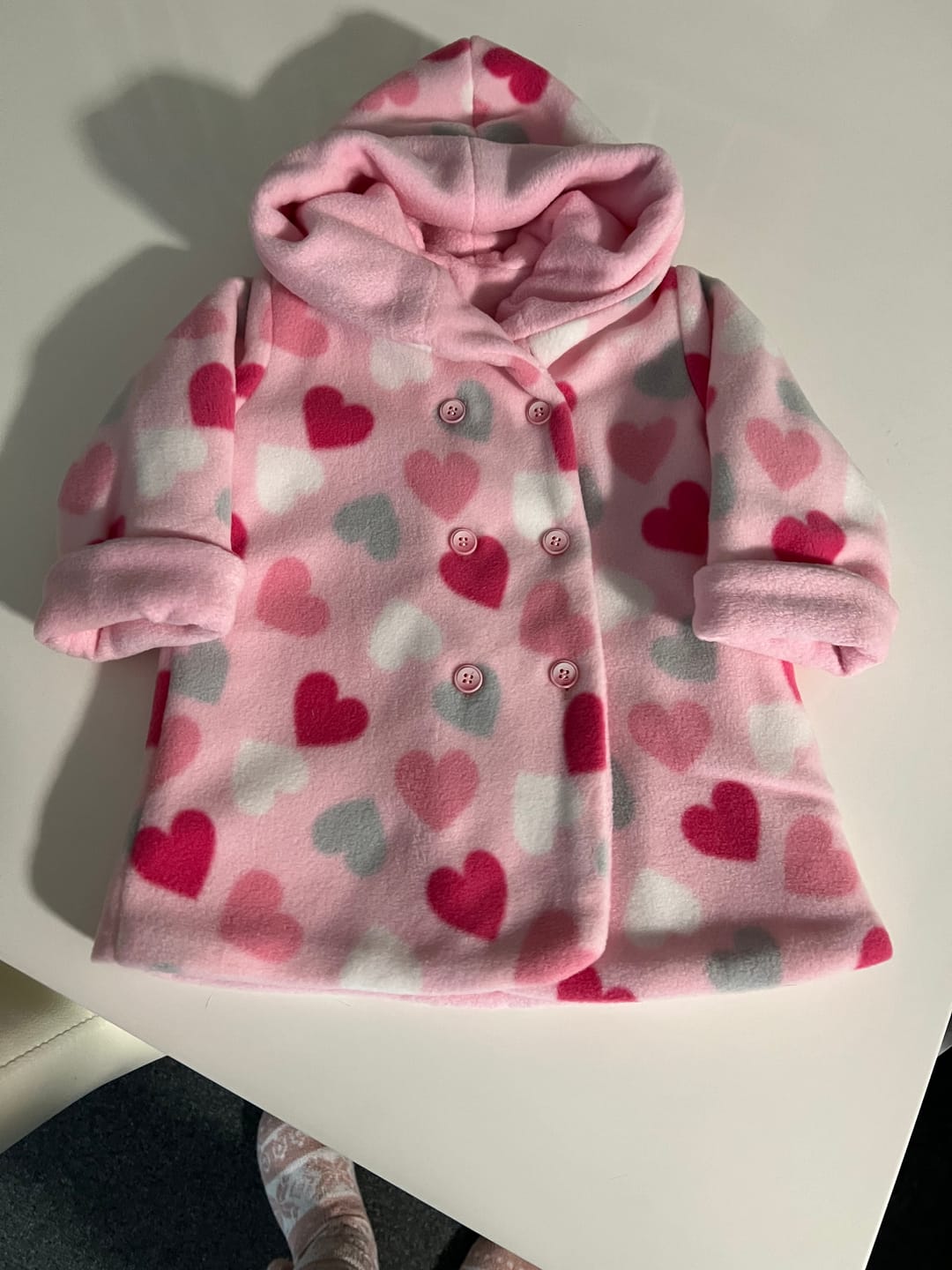 Customer photo review of Hearts on Baby Pink Anti Pill Polar Fleece Fabric