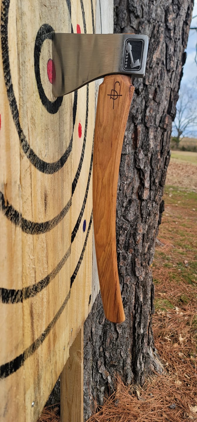 Customer photo review of Ace of Spades Throwing Axe (3rd Generation)