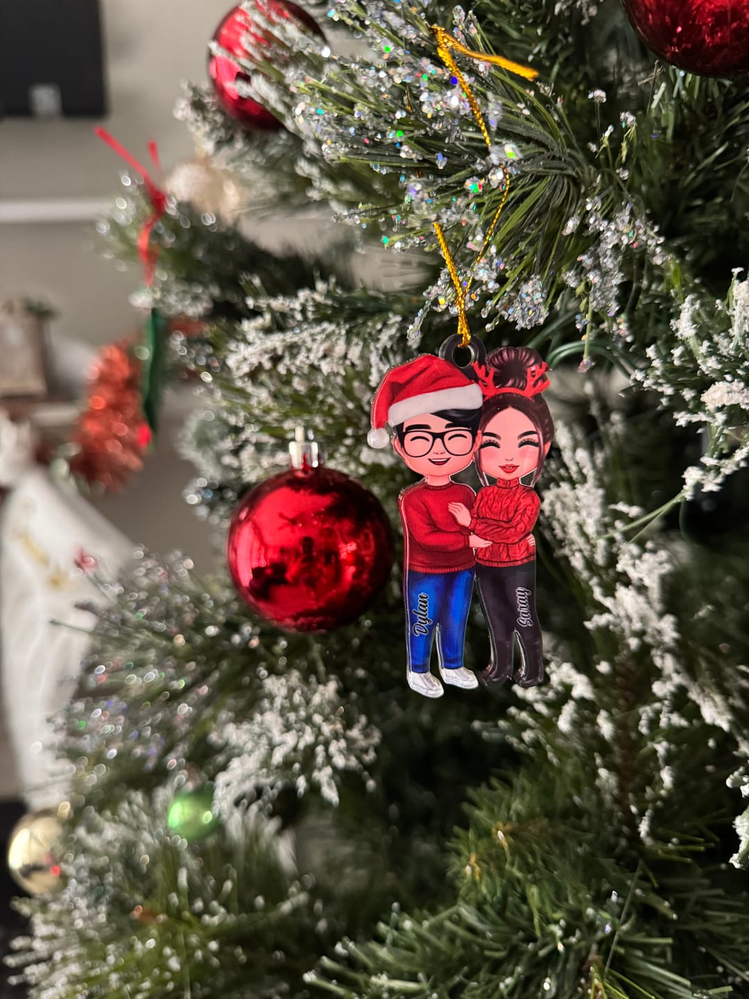 Customer photo review of Christmas Doll Couple Standing Hugging - Personalized Ornament