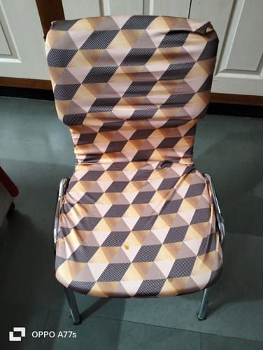 Customer photo review of 3D Polygon Striped Chair Cover Design - Divine Trendz