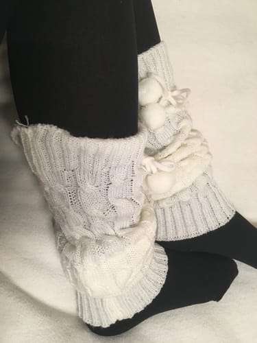 Customer photo review of Harajuku Style Pom Pom Leg Warmers