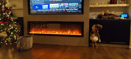 Customer photo review of Dynasty Cascade 82'' Recessed Linear Electric Fireplace - BTX Series