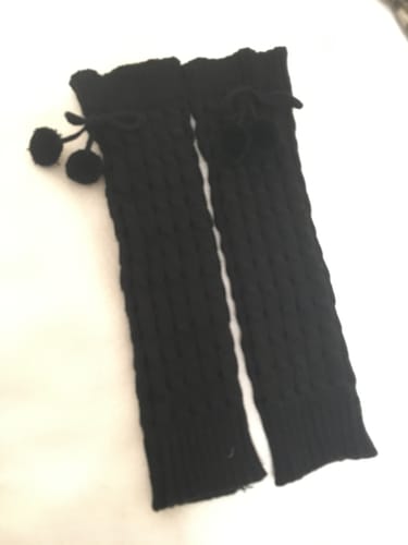 Customer photo review of Harajuku Style Pom Pom Leg Warmers