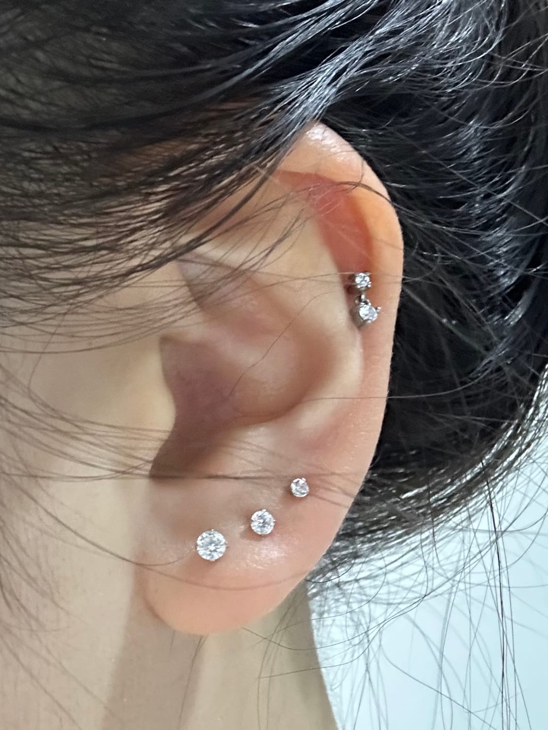 Customer photo review of Solitaire Piercing Stacking Set