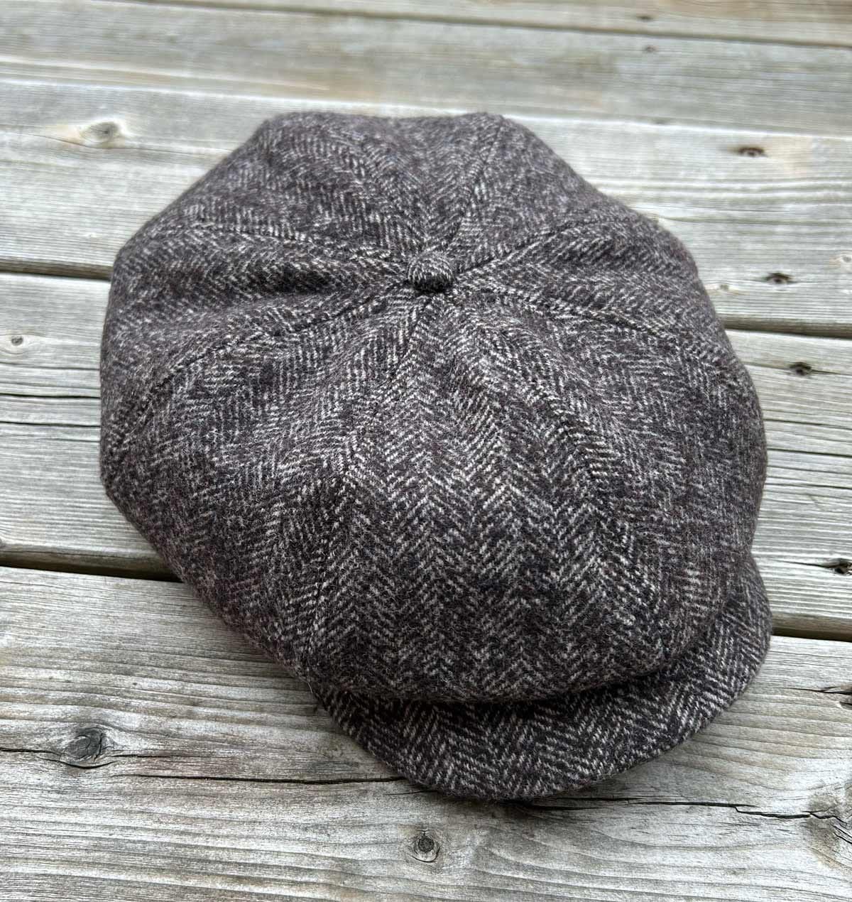 Customer photo review of Brown Herringbone Wool Newsboy Cap