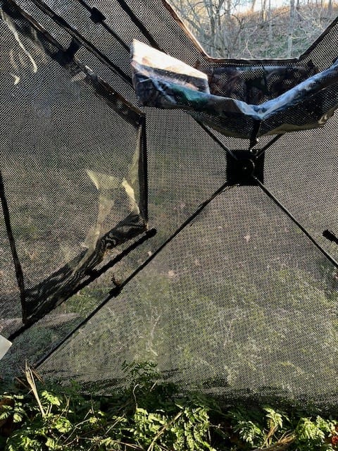 Customer photo review of Hunting Blind 270°See Through with Silent Magnetic Door & Sliding Windows, 2-3 Person Pop Up Ground Blind with Carrying Bag