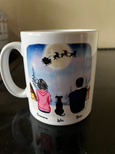 Customer photo review of Couple & Dogs - Life is better with a dog Personalised Mug