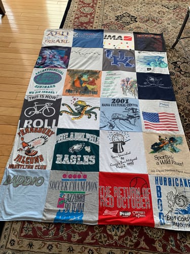 T-shirt quilt featuring eagles football team, falcons athletic team by Arlene from PA