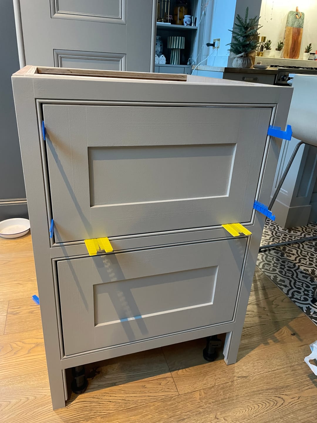 Customer photo review of Monmouth Brushed Satin Brass Cupboard Handles