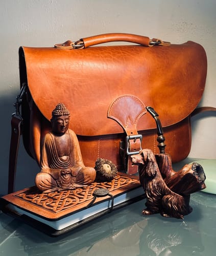 Customer photo review of No.88 | 'English Tan' Leather Saddlebag Satchel