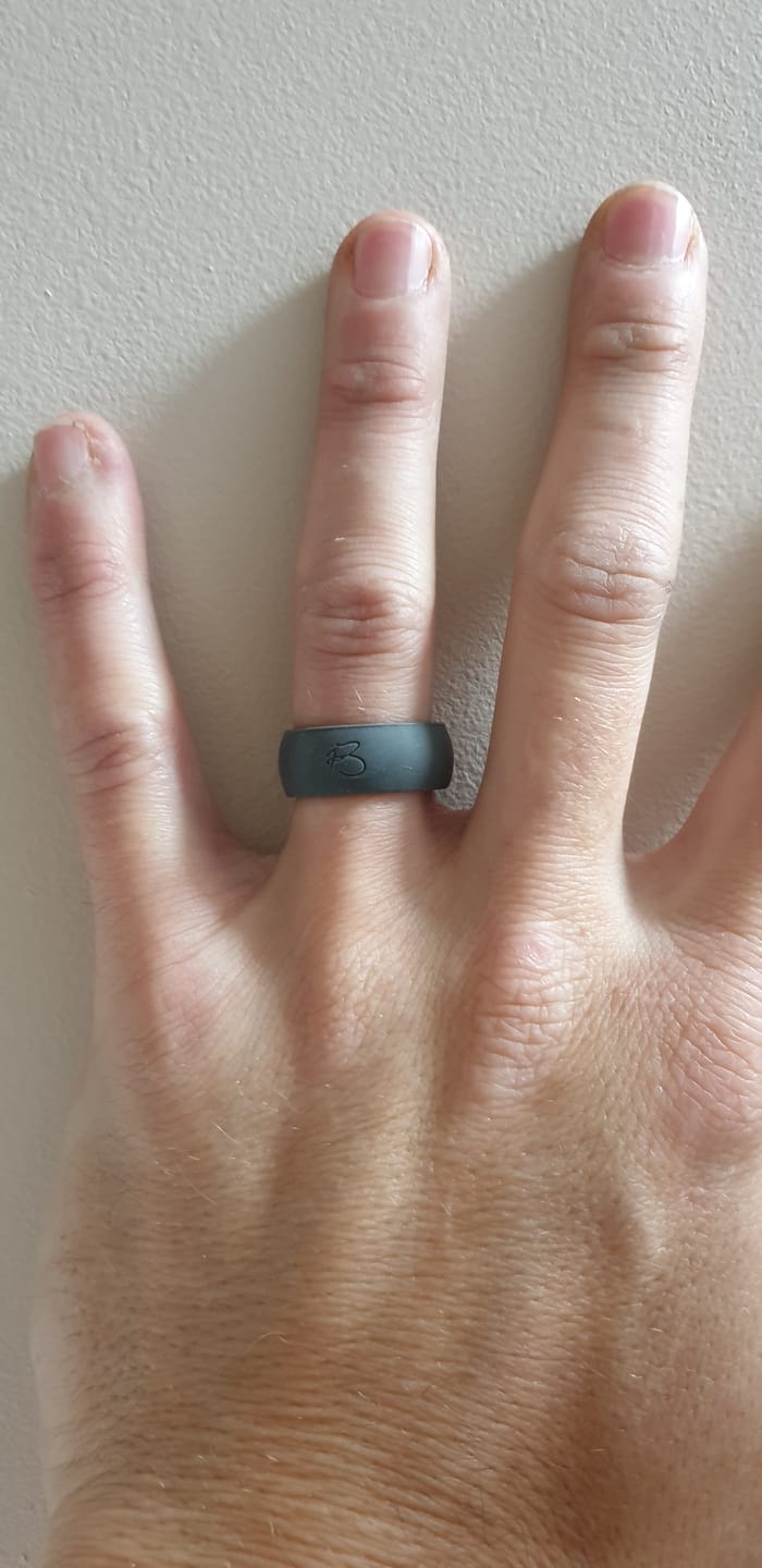 Customer photo review of botthms Charcoal Active Silicone Ring