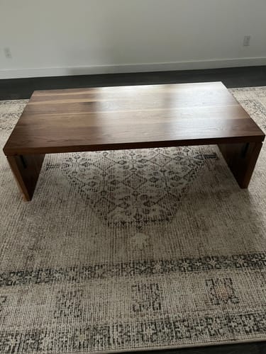 Customer photo review of Walnut Waterfall Coffee Table