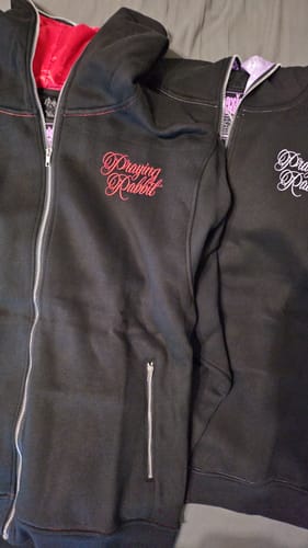 Customer photo review of Praying Rabbit Hoodie (Black/Red)