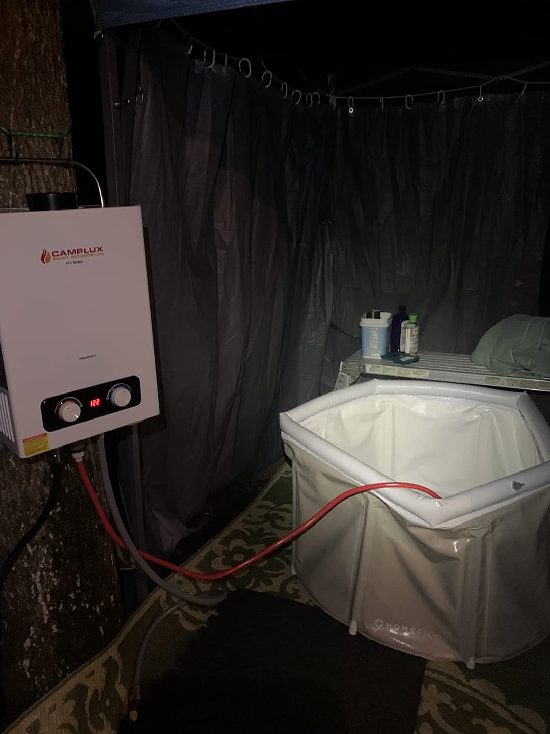 Customer photo review of Camplux 2.64 GPM Tankless Gas Water Heater, Propane Shower Portable