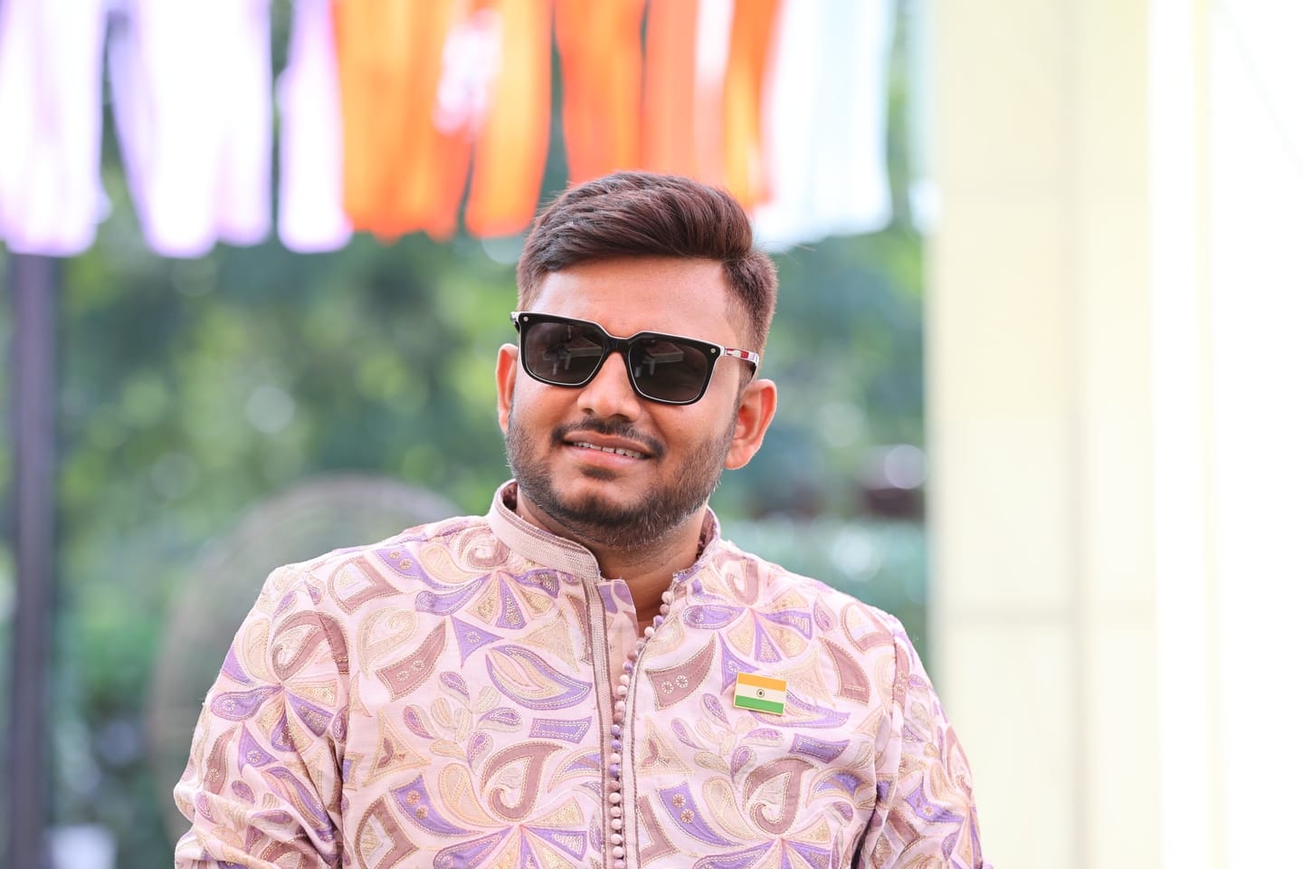 Customer photo review of Indian Flag Lapel Pin- 18k Gold Plated