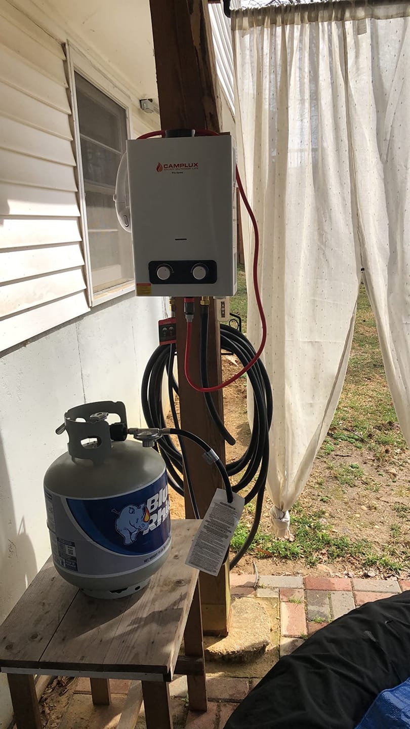 Customer photo review of Camplux 2.64 GPM Tankless Gas Water Heater, Propane Shower Portable