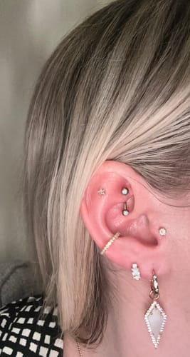 Customer photo review of HAVANA Slim Starburst Huggie Hoop