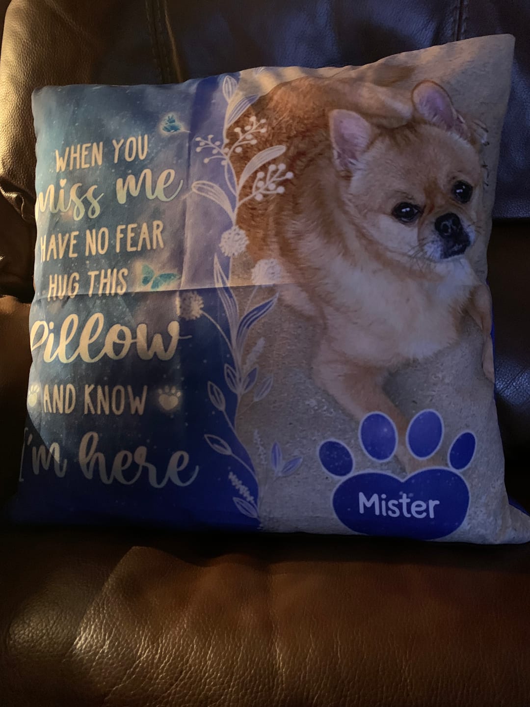 Customer photo review of Custom Photo My Love For You Is Always Here - Memorial Personalized Custom Pillow - Sympathy Gift, Gift For Pet Owners, Pet Lovers