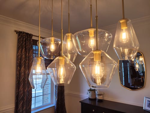 Customer photo review of Modern Glass 7 Light Geometric Pendant Chandelier