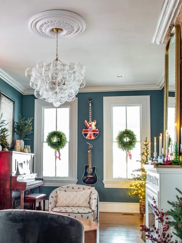 Customer photo review of Brass Cluster Ribbed Glass Globe Bubble Chandelier