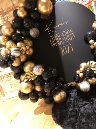 Customer photo review of Solid Black Fabric Circle Backdrop Cover