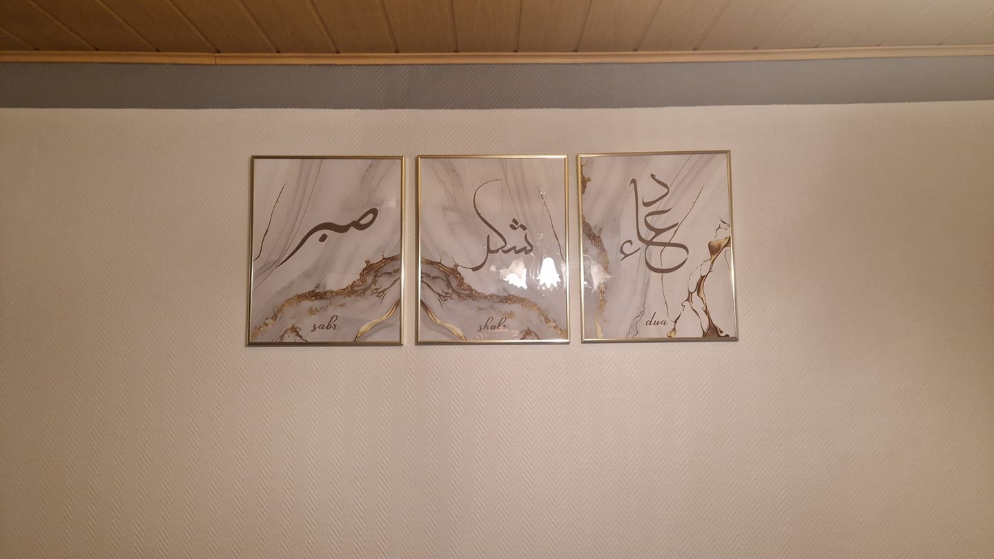 Customer photo review of Shukr, Dua, Sabr - Grey Golden Marble